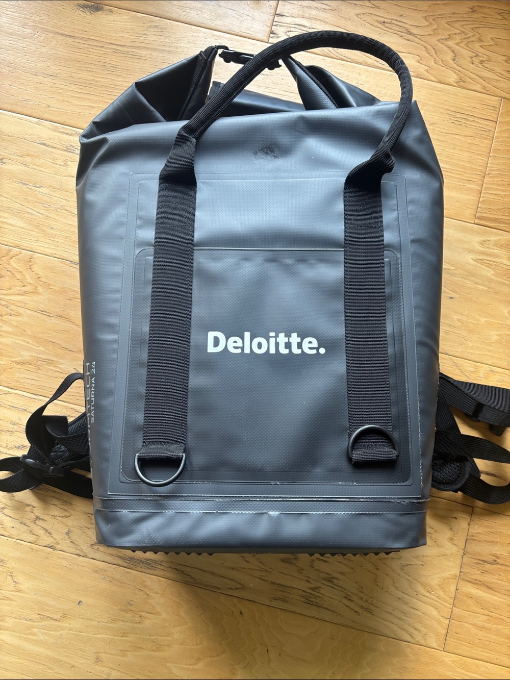 Black Roll-Top Backpack with Waterproof Finish